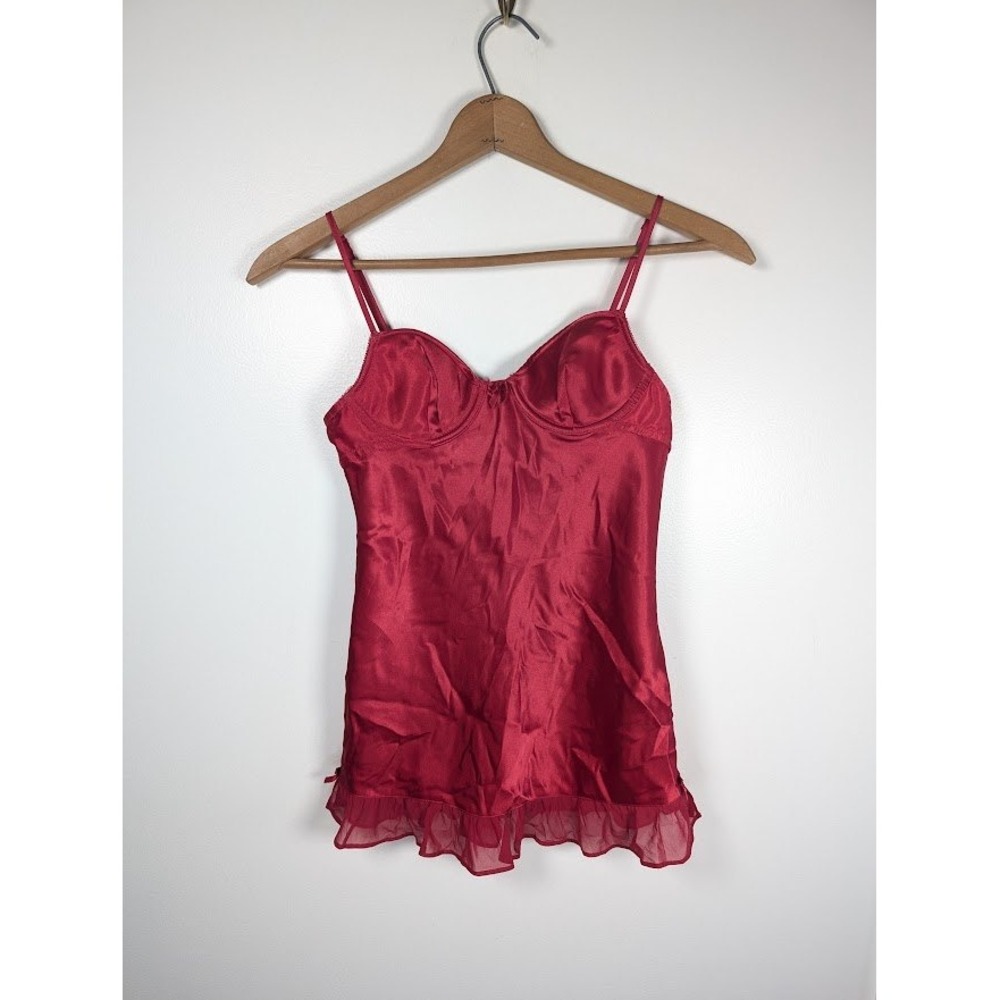 Victoria's Secret Babydoll Chemise Size 32B Silk Trim Coquette Teddy Nightie Bow